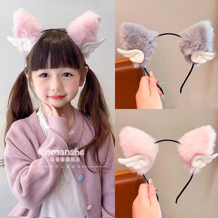 儿童可爱毛绒猫耳朵发箍发饰小女孩高颅顶头箍不勒头拍照发卡头饰