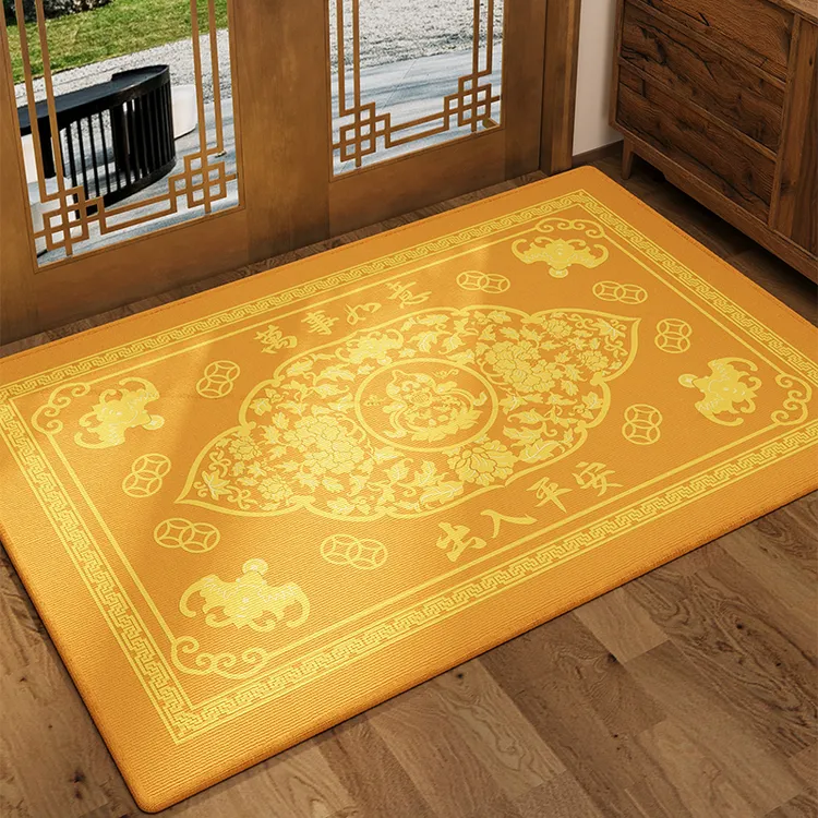 东户朝西入户门垫土黄色地垫乔迁金色地毯耐脏朝西对门家用脚垫