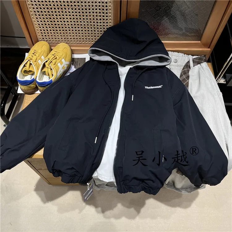 吴小越w1627男童秋冬装加绒两面穿新款洋气儿童冬季加厚外套帅气