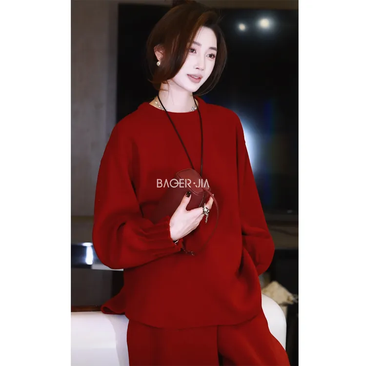 28-【平安】宝儿家含幂BL132925412冬季羊驼毛绵羊毛风琴褶袖口上衣