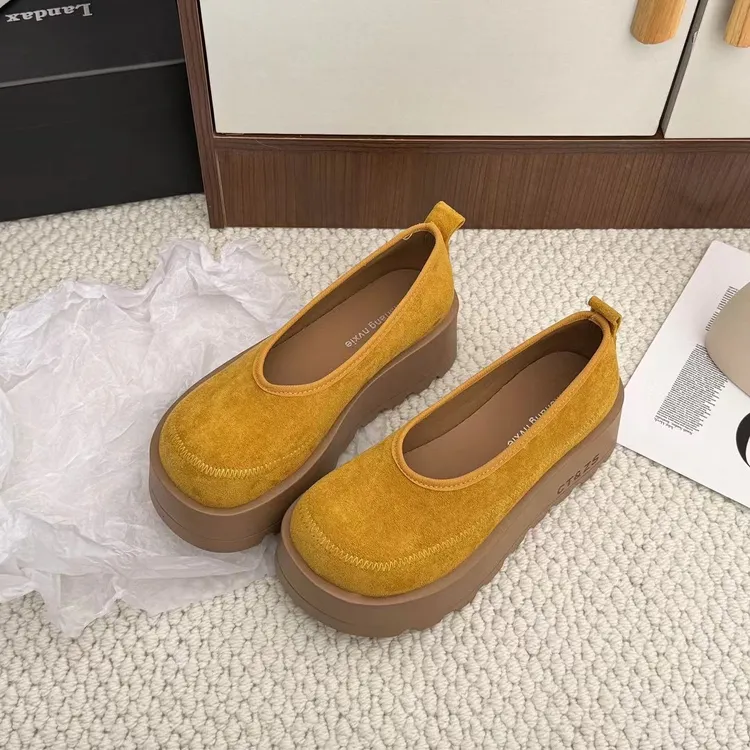 厚底勃肯鞋女鞋2025春季新款复古小个子内增高懒人一脚蹬休闲单鞋