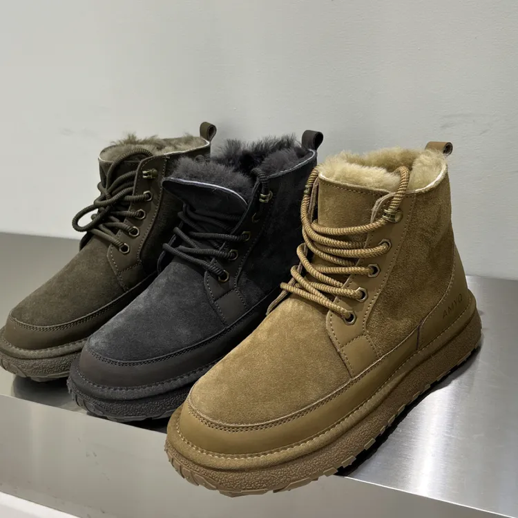 冬季男士系带羊毛时尚雪地靴东北男款高帮雪地靴保暖雪地靴8888