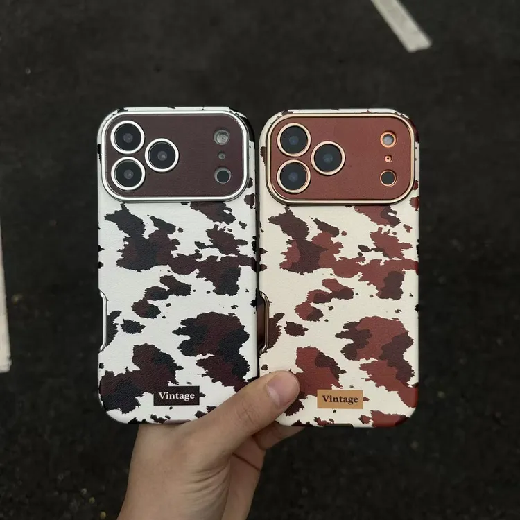 Ins风秋冬新款斑驳纹皮质适用秒变苹果17promaxi手机壳phone1615