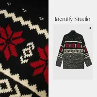 IDENTIFY冬季时尚图案刺绣针织纯绵羊毛休闲毛衣25AWG122113