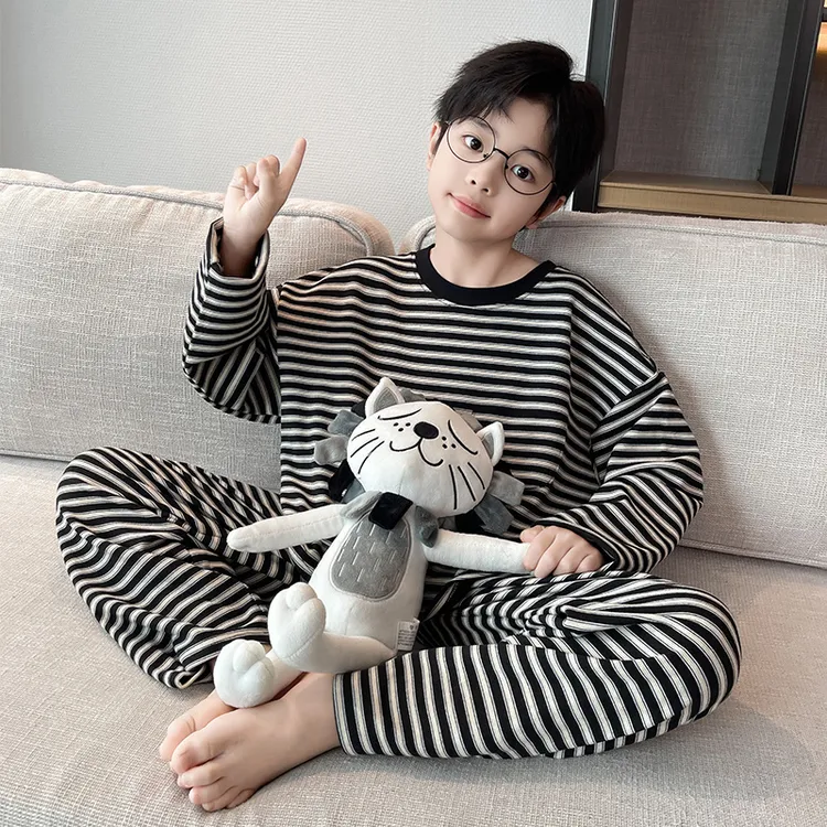 儿童睡衣春秋2025新款大男童家居服秋冬季小孩长袖青少年德绒套装
