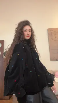 museguhui/木色古汇4777#刺绣纯色百搭气质灯芯绒小薄棉服