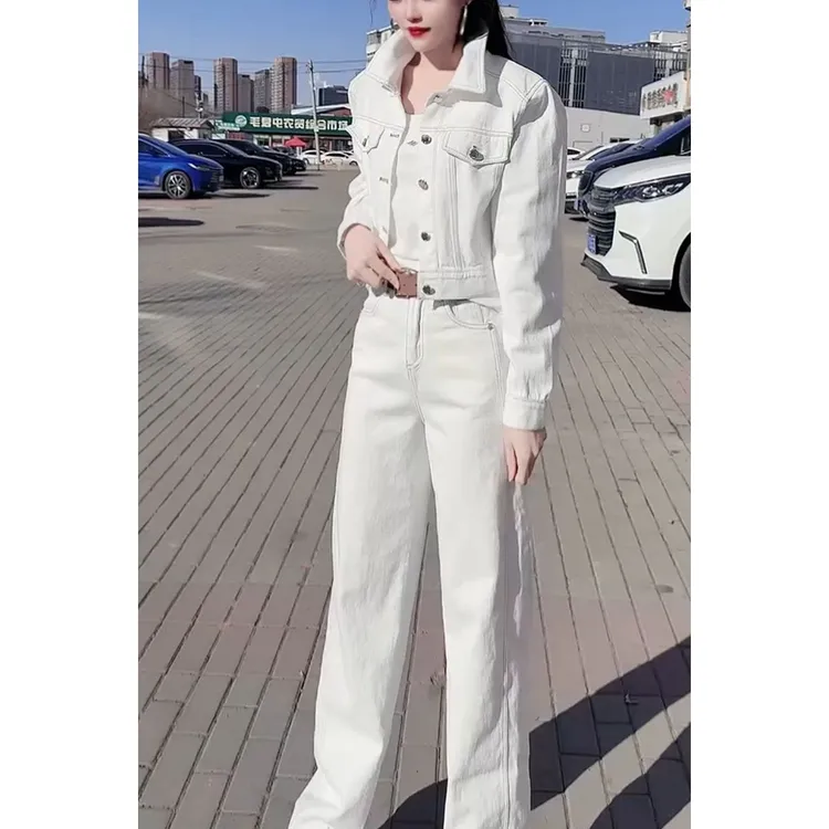 2025高级时尚牛仔套装女春宽松大码显瘦气质洋气网红高档两件套潮