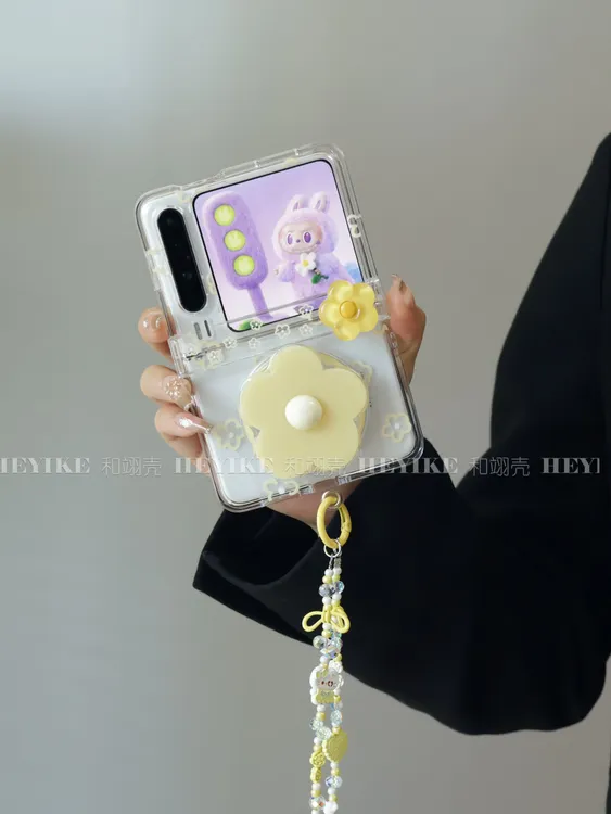 花朵磁吸支架适用华为purax透明手机壳折叠pocket2包中轴防摔小米