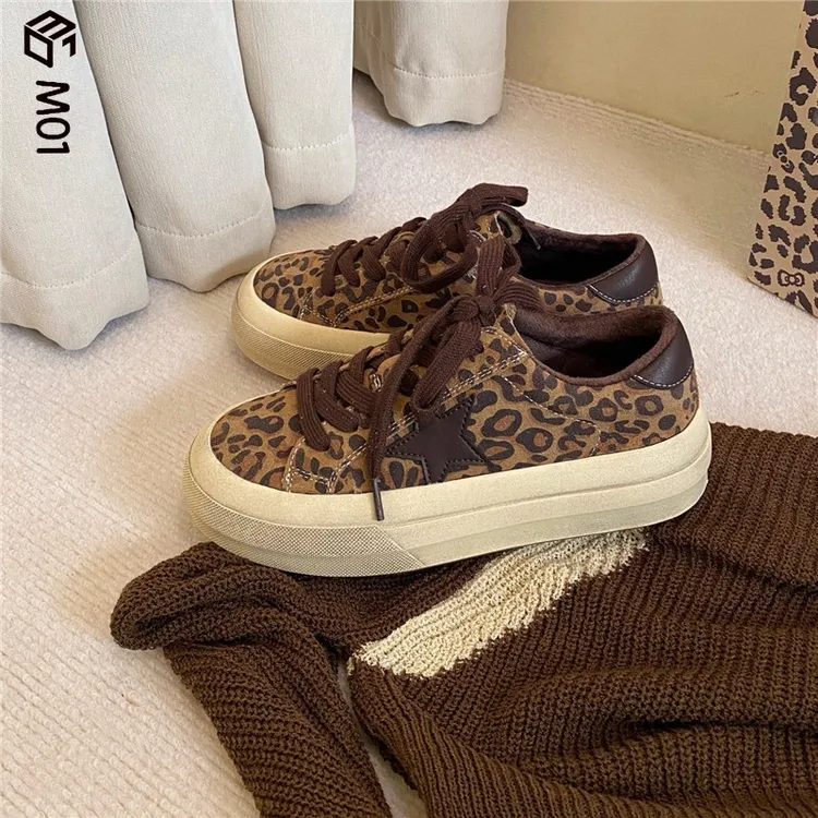 M01厚底增高毛毛休闲鞋女款2025秋冬季新款复古时尚百搭加绒板鞋