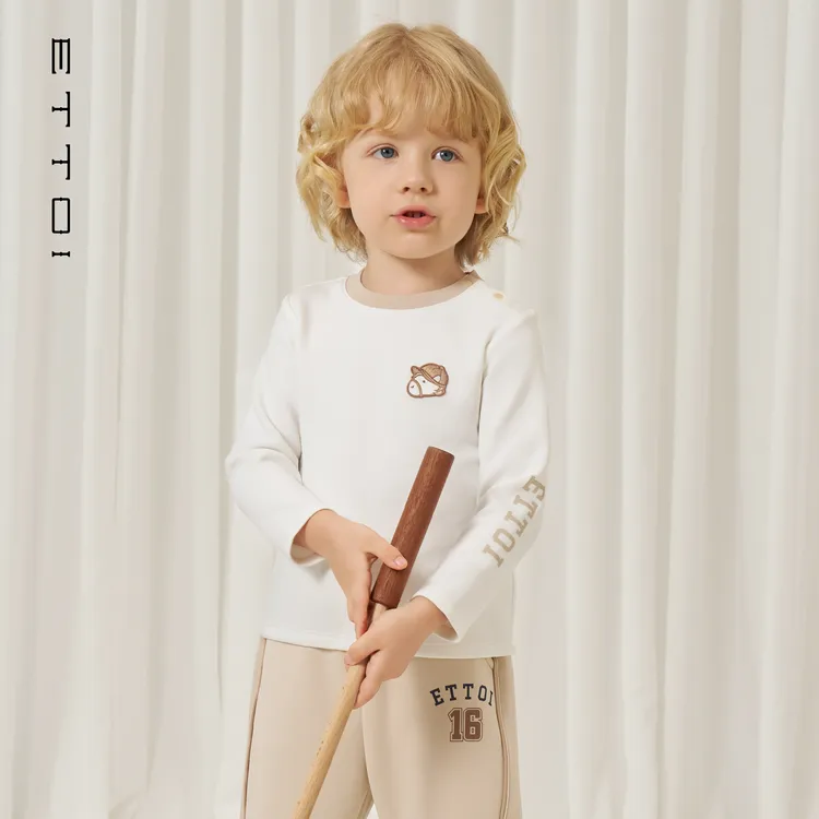 【朗姿集团】ETTOI爱多娃2025秋季新款长袖T恤舒适感圆领简约打底