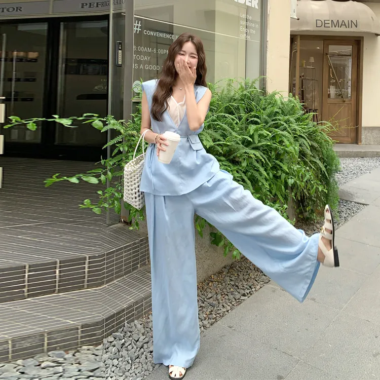 优雅气质套装裤女2025夏季新款ins风松弛感穿搭韩系高级感两件套