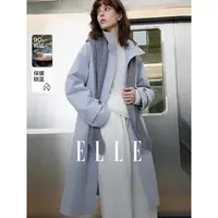 ELLE女装90白鸭绒风衣式羽绒服2025冬新款针织长款外套EY53309