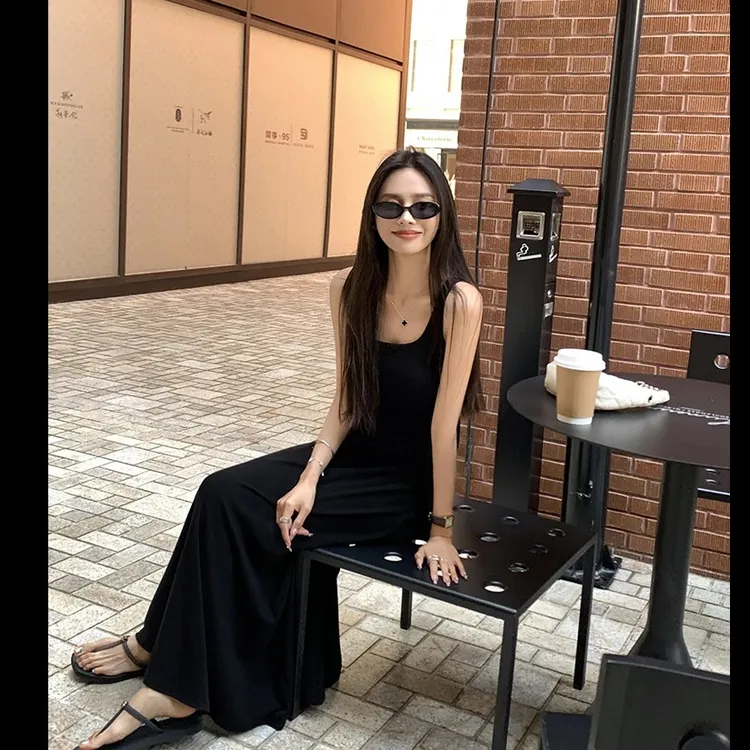 裙长137高个子加长无袖吊带裙连衣裙