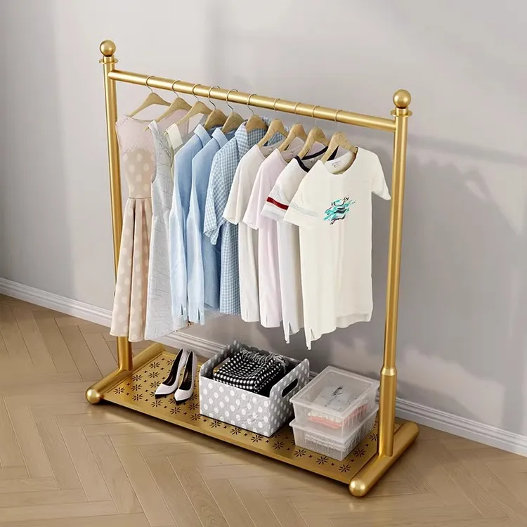 家用挂衣架简易收纳晾衣架落地卧室内挂衣服架子可折叠衣帽架阳台