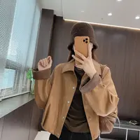 IMFLY金小金自制女装 皮衣外套DYW9775琥珀流光翻领皮夹克上衣