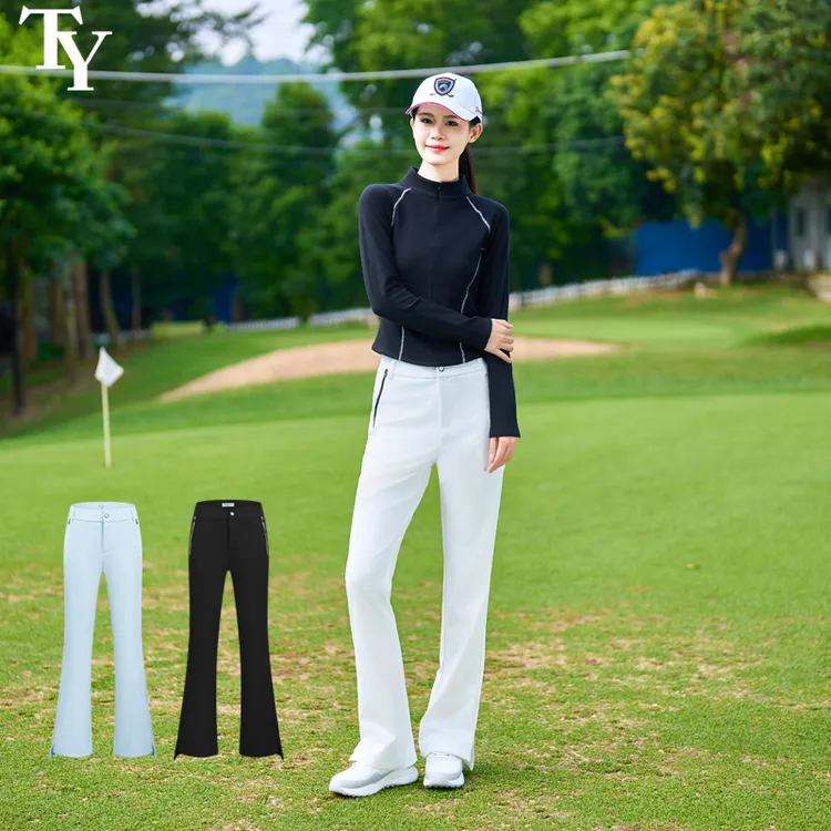 2025高尔夫球裤 夏季女士弹力松紧腰喇叭裤 修身显瘦运动裤子