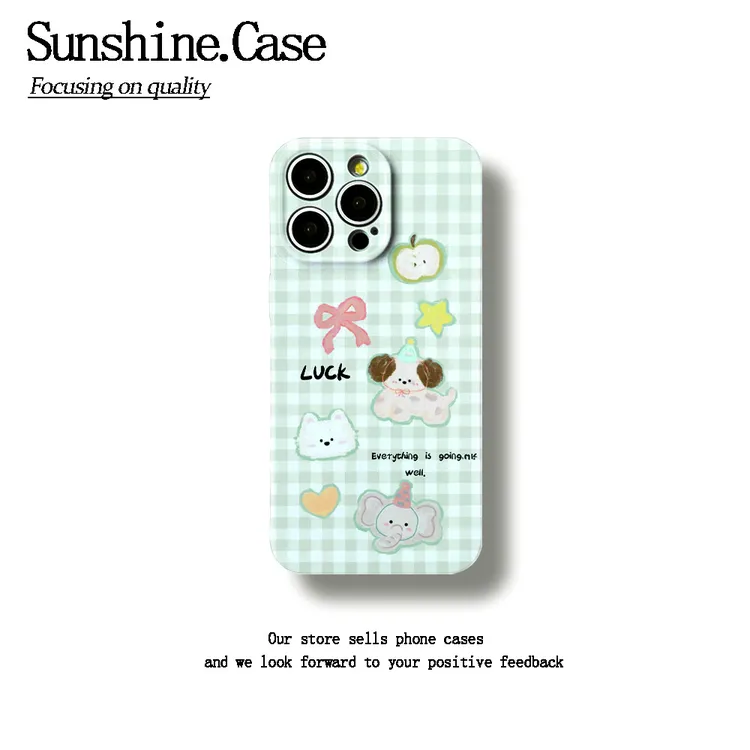 绿格小象软壳适用苹果oppo华为vivo手机壳防摔ins全包