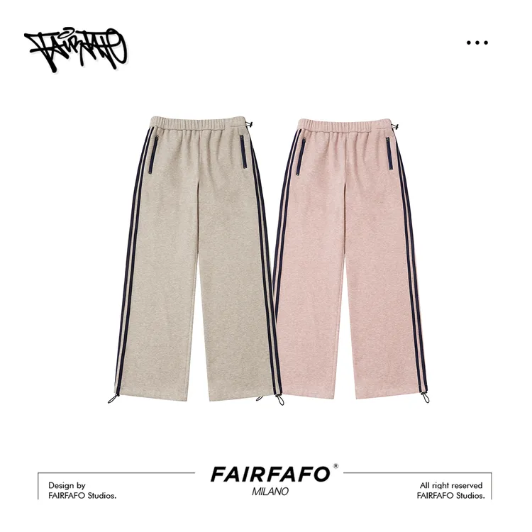 【撞色侧条加绒裤】KZ511F0073秋冬潮流百搭日常通勤宽松直筒休闲裤