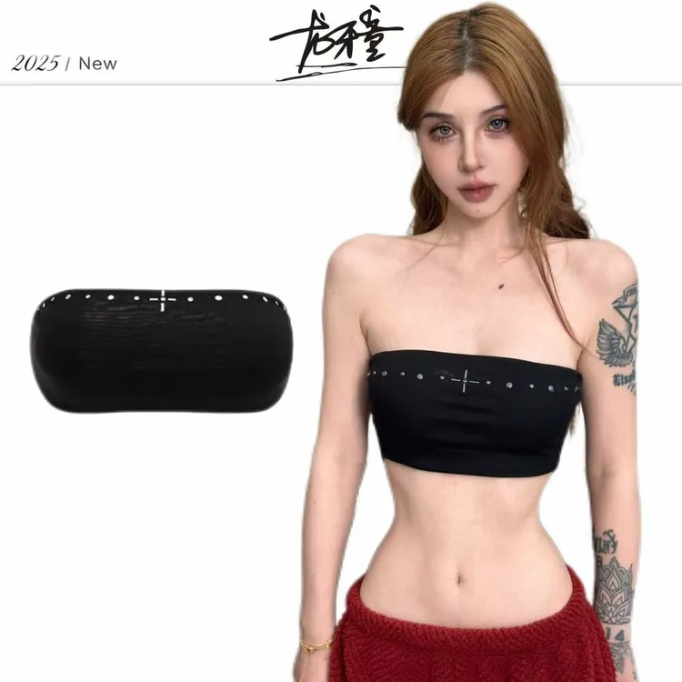 龙牙童推荐【铆钉裹胸】通勤网红女士辣妹美背简约无肩带防走光运动