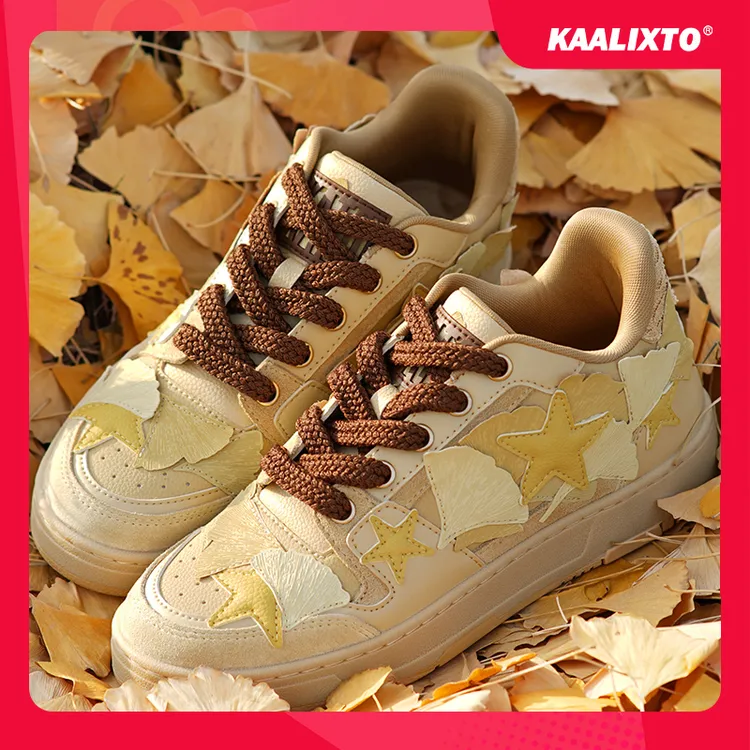 【达人专属】Kaalixto银杏落叶星星鞋板鞋增高潮流情侣百搭时尚