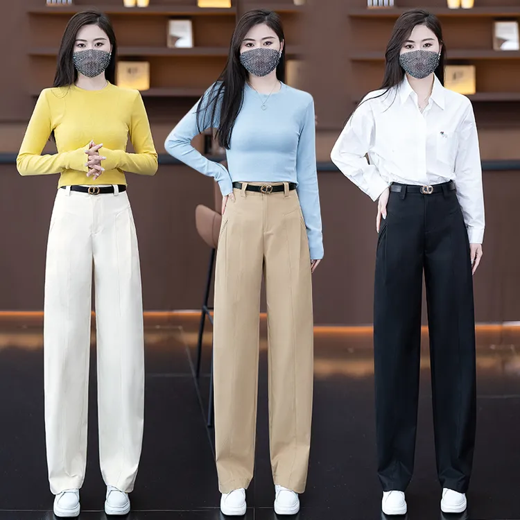 高腰休闲裤2025夏季新款上新女宽松垂感直筒休闲百搭时尚休闲裤子