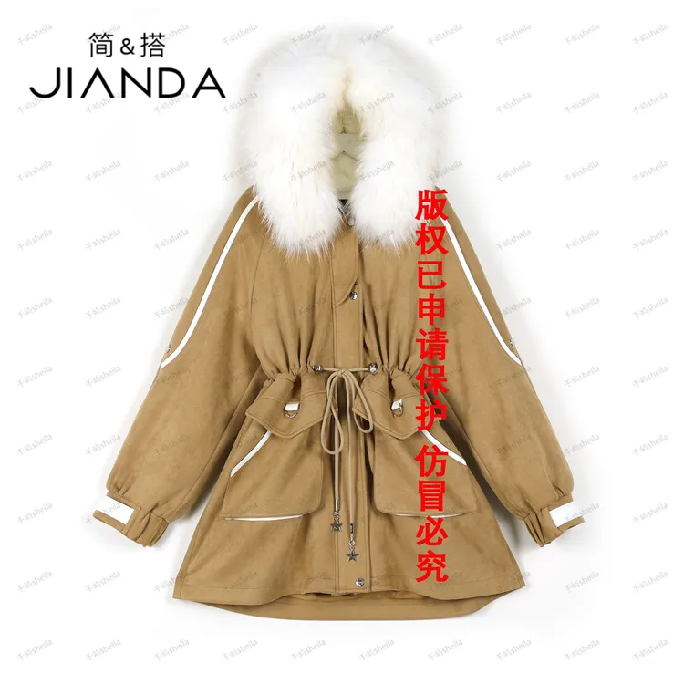 简&搭千屿Sheila冬季连帽“黑夜天使”品质皮草外套1016-5201024