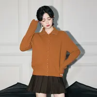 复古翻领毛衣外套女秋季2025春秋新款设计感宽松软糯针织开衫上衣