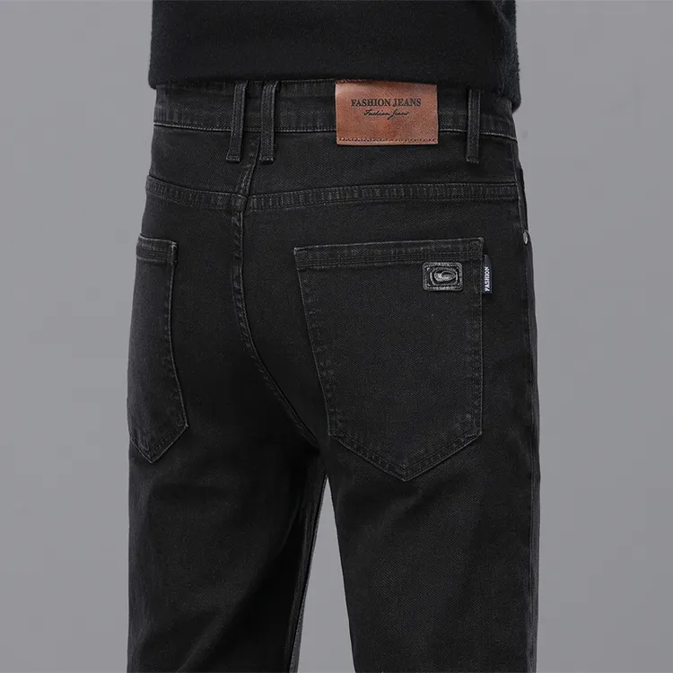 香港2025新款高端黑色牛仔裤男士直筒修身秋冬季轻奢商务休闲长裤