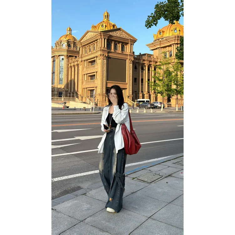 【白女士】白色宽松松弛风懒人设计感春秋高级简约长袖衬衫女装X101