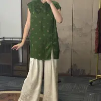 100桑蚕丝！绿宝相长款奥黛