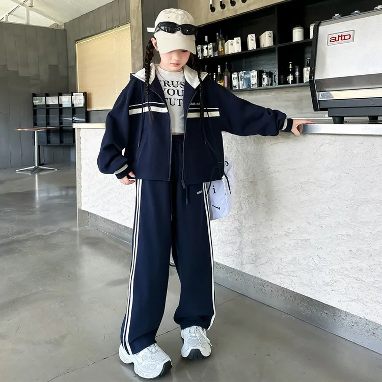 女童卫衣套装2025春季新款洋气中大儿童春秋款衣服运动春装两件套