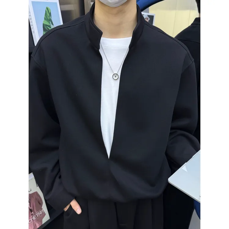 cleanfit休闲挺阔百搭假两件卫衣慵懒风宽松阔腿灰色卫裤运动套装