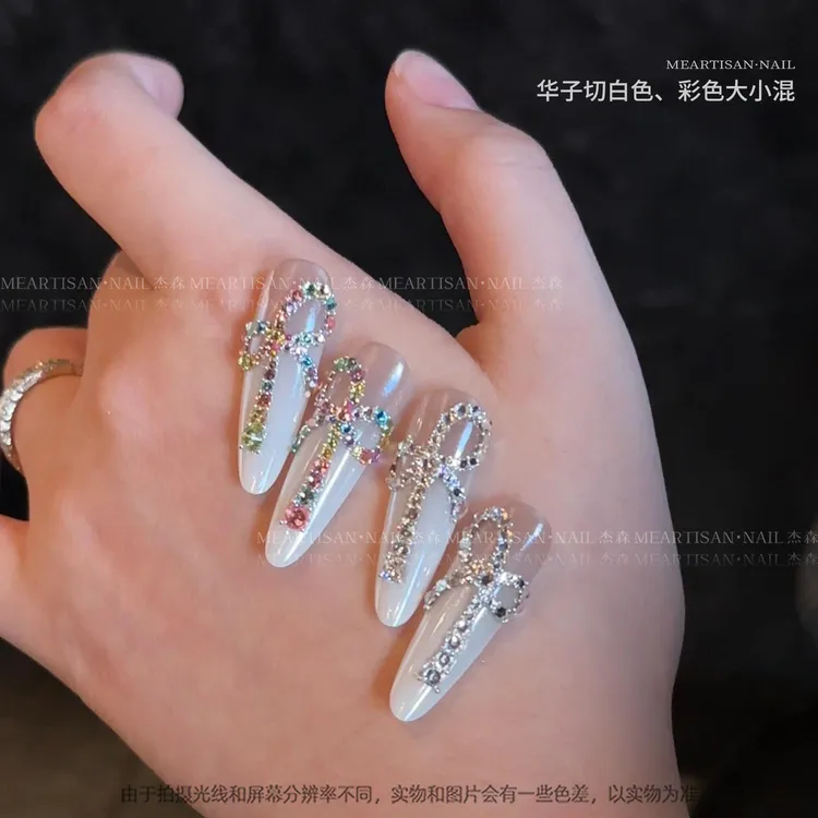 【菊籽老师推荐】美甲饰品华子切彩色圆形平底钻显白爆闪混装高级感