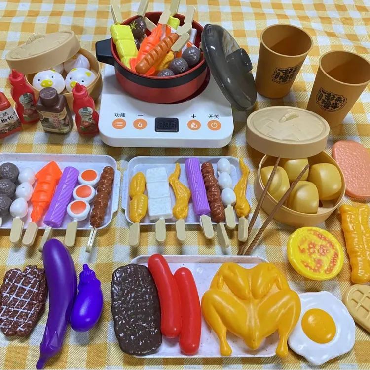 儿童仿真厨房过家家玩具关东煮串串香烧烤蒸笼套餐幼儿园宝宝礼品