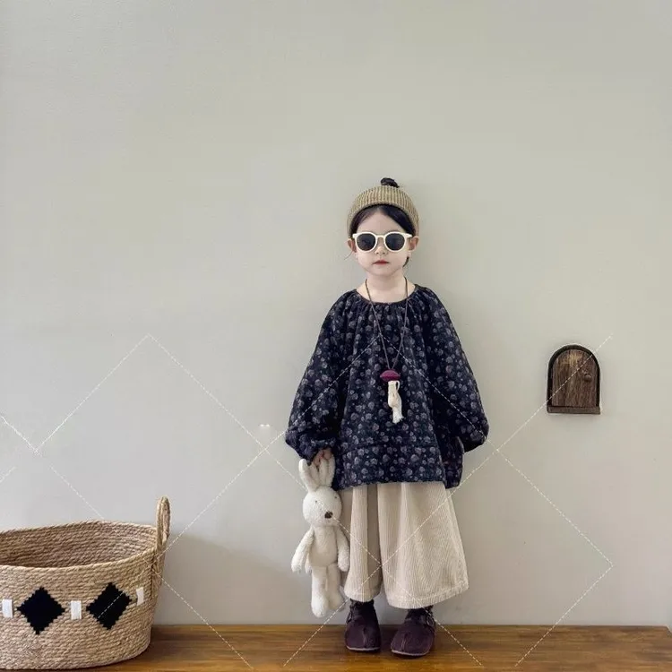 童装女童2025秋季新款男女童时髦秋季新款森系格子翻领长袖衬衫潮