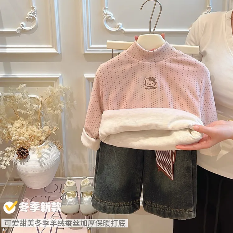 秋冬女童夹棉加厚打底衣潮款女宝宝长袖上衣韩版休闲儿童衣服童装