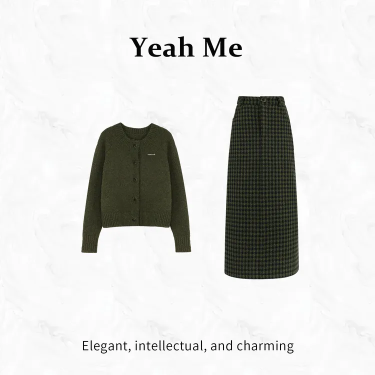 Yeah Me/也觅【幽谷森林】秋冬新款森系高级感半身裙套装暗系穿搭