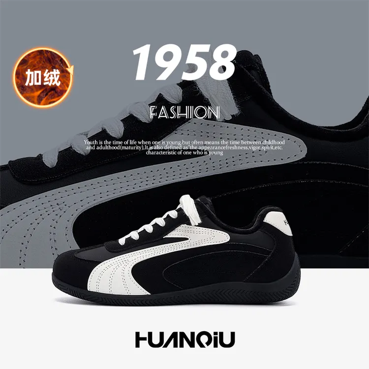 环球保暖加绒赛车鞋2025冬季新款户外百搭德训鞋防寒加厚大棉鞋子