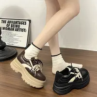 2025新款厚底板鞋时尚百搭加绒运动休闲鞋872 跟高6.5cm