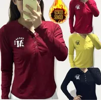 秋上新V领暗扣半开衫加绒长袖修身显瘦时尚百搭高弹力棉上衣