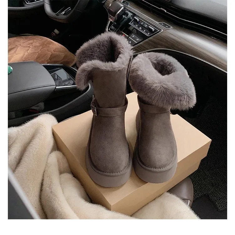 厚底长筒雪地靴女2025冬季新款增高加绒加厚保暖高筒东北大棉鞋子