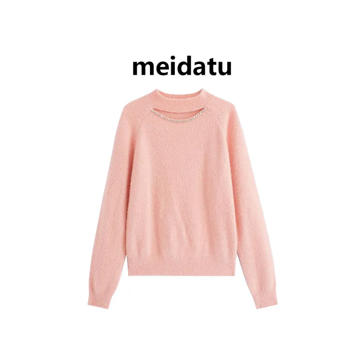 美哒兔（粉絮暖阳）冬季软糯温柔风重工钉钻毛衣cm1015-27