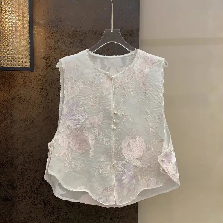 入艺787【碧水潮汐】26新中式重工印花气质真丝女士马甲-RY2630926
