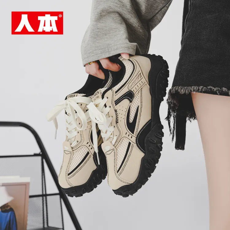 人本2026新款轻便登山鞋复古德训鞋女款爆款军训出游百搭洋气鞋子