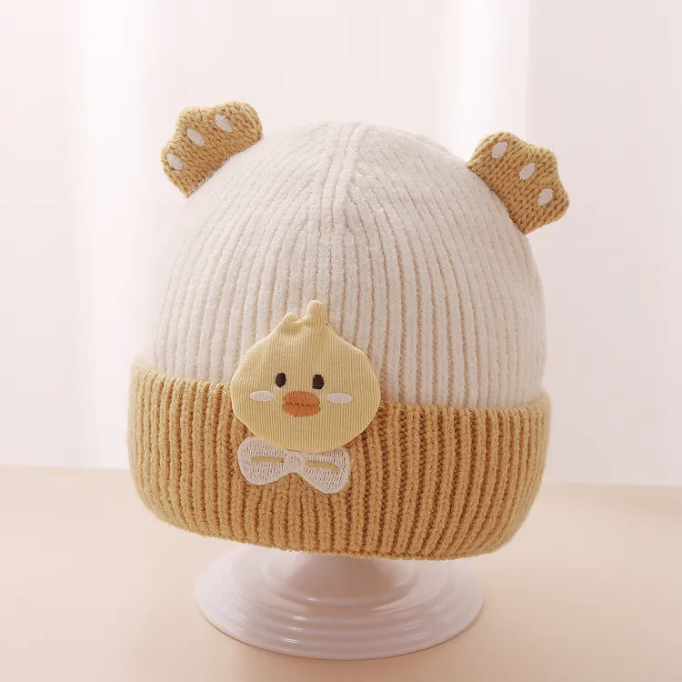 婴儿帽子秋冬季宝宝毛线帽可爱保暖婴幼儿针织帽小月龄防风帽超萌