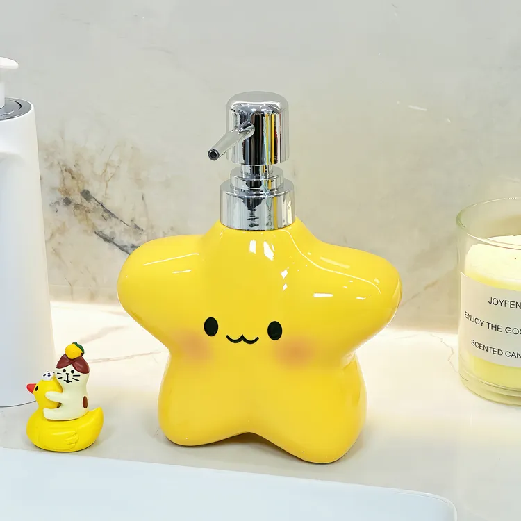 可爱星星乳液瓶家用卫生间洗发水沐浴露分装瓶创意陶瓷按压式空瓶