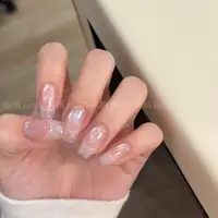 【霜降】 婉婉 纯手工手绘线条法式猫眼设计穿戴甲
