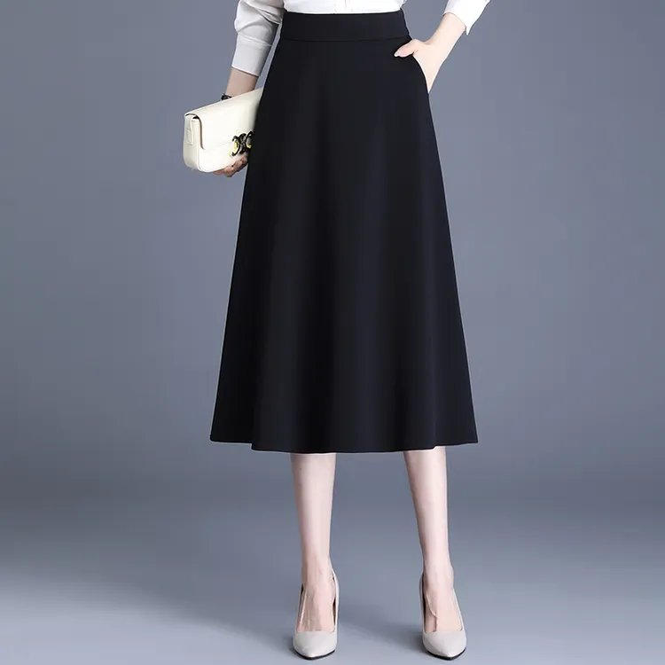 黑色半身裙女士秋季新款小个子爆款西装裙子显瘦A字伞裙休闲女裙