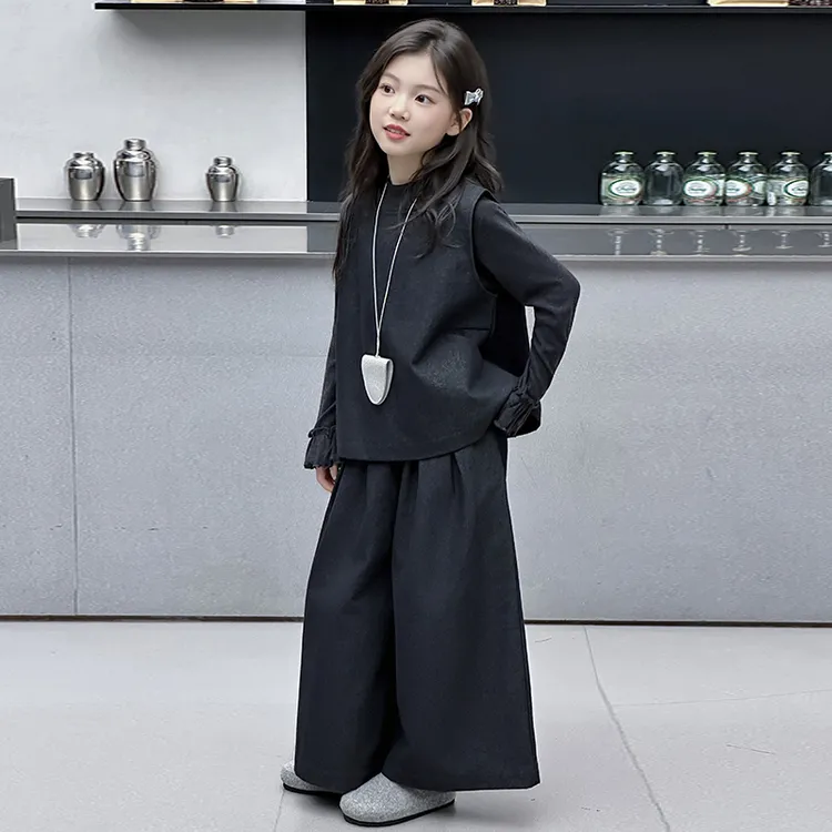 女童秋装牛仔马甲三件套2025新款儿童洋气时髦女大童韩版休闲套装