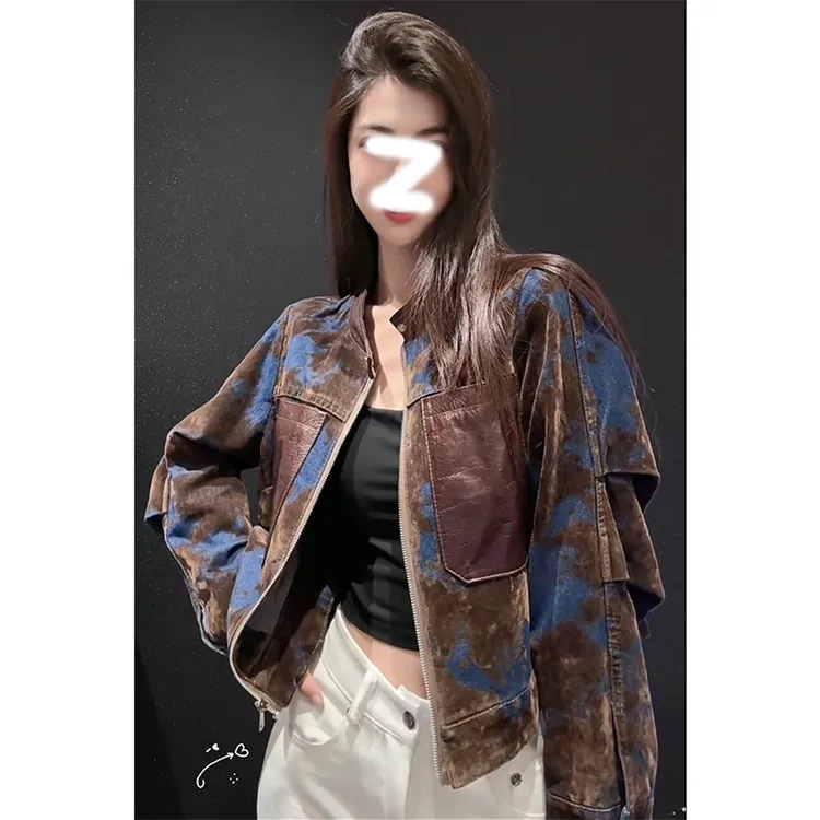秋季2025新款设计感今年流行短款轻奢名媛外套女拼接皮衣休闲夹克